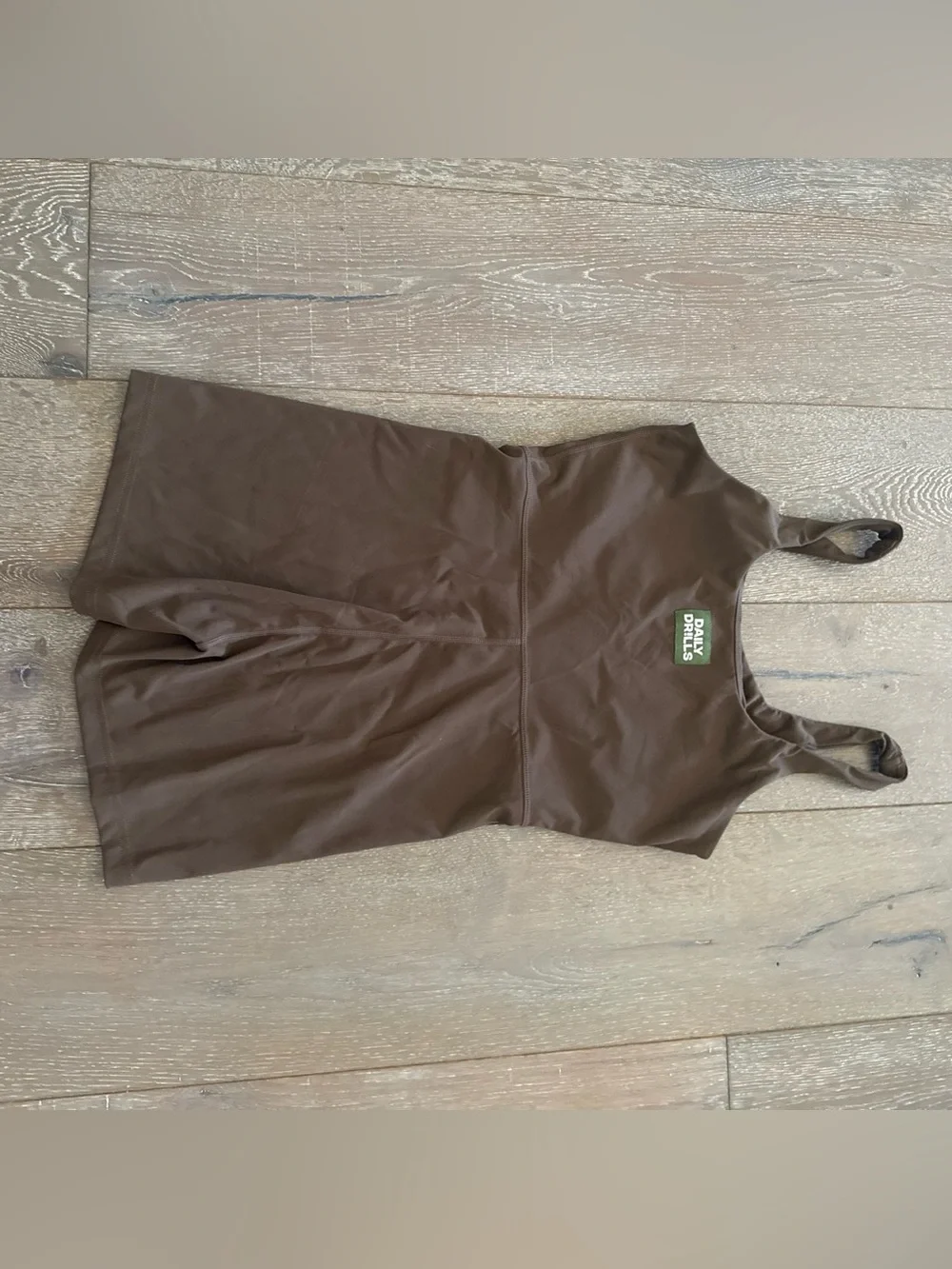 Daily Drills Brown Romper  with Green Logo Patch